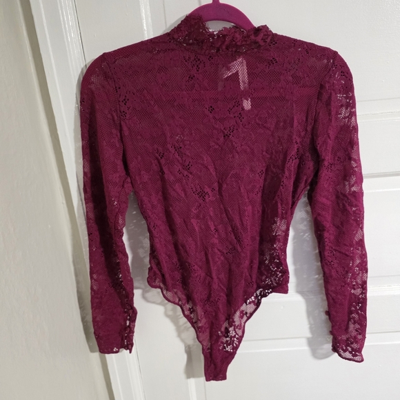 Victoria's Secret Dream Angels Lace Bodysuit Maroon Red Medium - Picture 3 of 12